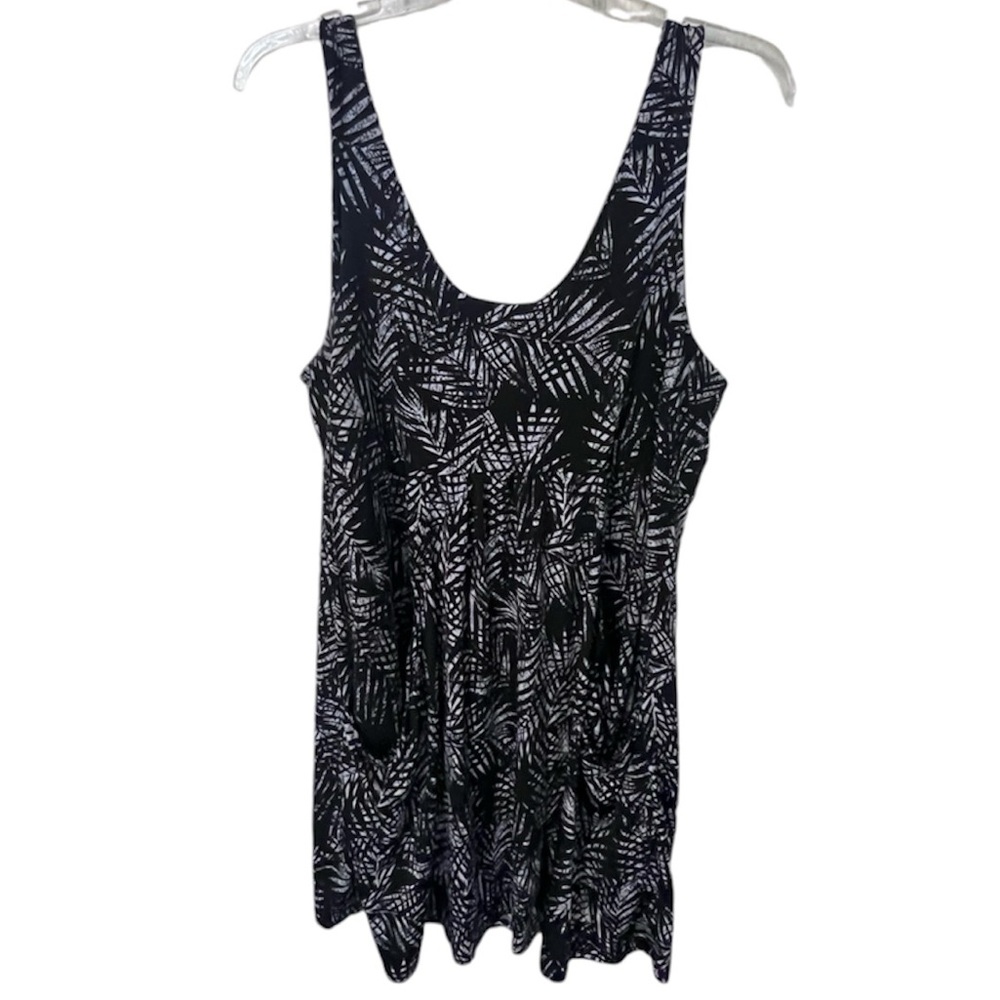 Apt 9 palm leaf swim cover up dress with pockets beach tropical nautical cruise - Picture 2 of 6